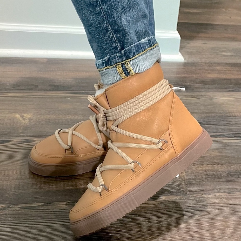 NWT Anthropologie INUIKII Napa Boots Leather Sneaker Genuine Shearling